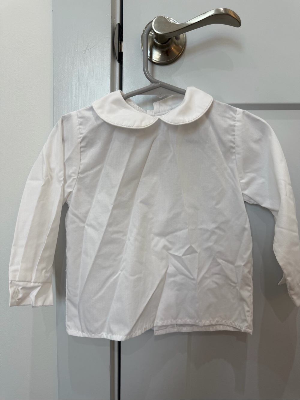 Girls' White Peter Pan Collar Long-Sleeve Top